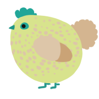 A lemon and beige chicken with a speckle pattern