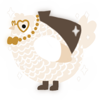 A cream chicken with a lace pattern