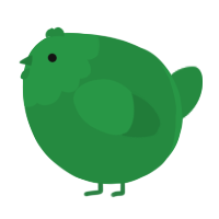 A viridian chicken with a head pattern