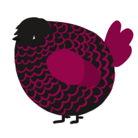A sable and maroon chicken with a lace pattern