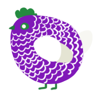 A violet and white chicken with a lace pattern