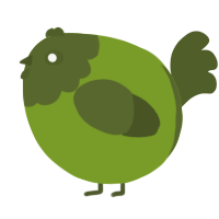 A chartreuse and olive chicken with a head pattern
