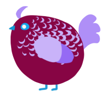 A maroon and lilac chicken with a half-lace pattern