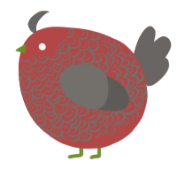 A red and grey chicken with a double-lace pattern
