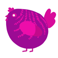 A plum and fuchsia chicken with a half-bar pattern