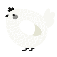 A white chicken with a lace pattern