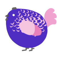 A indigo and pink chicken with a half-lace pattern