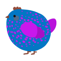 A sapphire and amethyst chicken with a speckle pattern