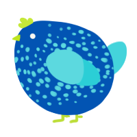 A ultramarine and aqua chicken with a speckle pattern