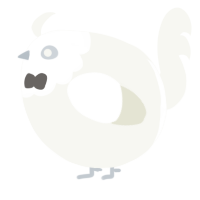 A white chicken with a head pattern