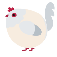 A cream and mist chicken with a head pattern