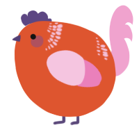 A vermilion and pink chicken with a neck-band pattern