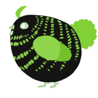 A black and grass chicken with a bar pattern