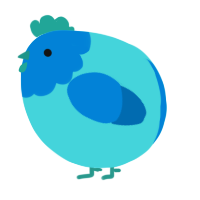 A aqua and sapphire chicken with a head pattern