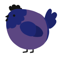 A overcast and navy chicken with a head pattern
