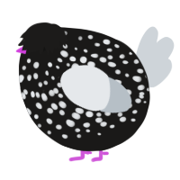 A sable and mist chicken with a speckle pattern
