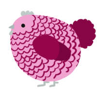 A pink and maroon chicken with a lace pattern