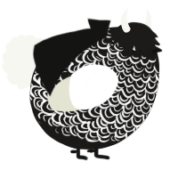 A sable and white chicken with a double-lace pattern