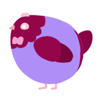 A lilac and maroon chicken with a head pattern