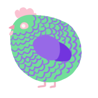 A spring and blurple chicken with a lace pattern