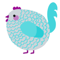 A mist and aqua chicken with a lace pattern
