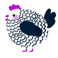 A white and tumblr chicken with a lace pattern