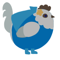 A sapphire and silver chicken with a head pattern