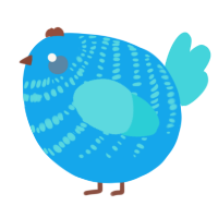 A sky and aqua chicken with a bar pattern
