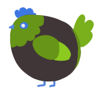 A silver and blurple chicken with a head pattern