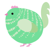 A spring and gluppy chicken with a bar pattern