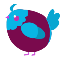 A wine and cerulean chicken with a head pattern