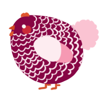 A maroon and rose chicken with a lace pattern