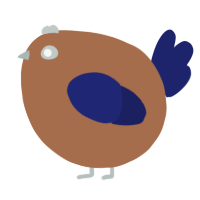 A brown and navy chicken