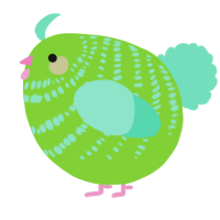 A grass and mint chicken with a bar pattern
