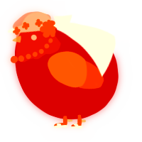A crimson and vermilion chicken