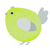 A lime and silver chicken with a double-lace pattern