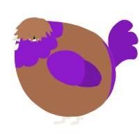 A brown and violet chicken with a head pattern