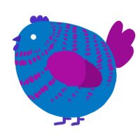 A sapphire and plum chicken with a bar pattern
