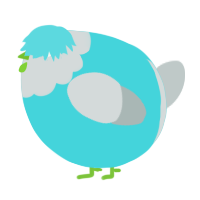 A aqua and silver chicken with a head pattern