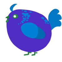 A indigo and sapphire chicken with a neck-speckle pattern
