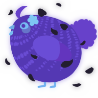 A violet and amethyst chicken with a bar pattern