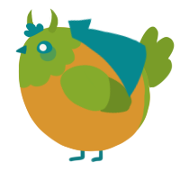 A orange and chartreuse chicken with a head pattern