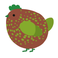 A russet and chartreuse chicken with a speckle pattern
