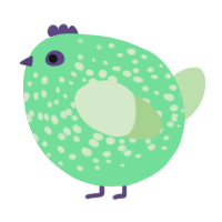 A spring and gluppy chicken with a speckle pattern