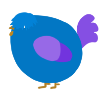 A sapphire and blurple chicken