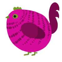 A fuchsia and wine chicken with a bar pattern