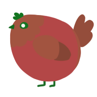 A red and russet chicken with a head pattern