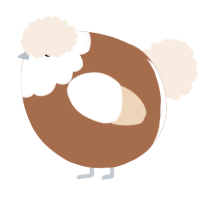 A brown and cream chicken with a head pattern