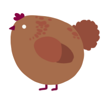 A brown and russet chicken with a neck-speckle pattern