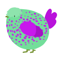 A spring and amethyst chicken with a speckle pattern